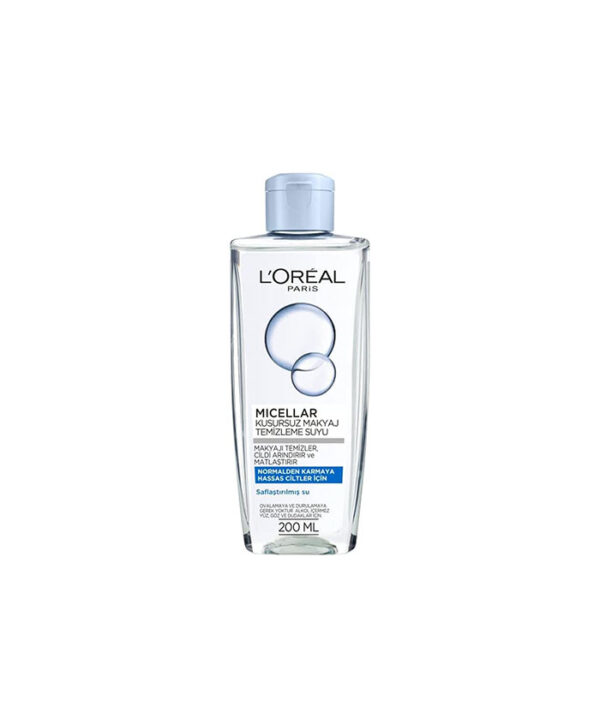 L'oreal-Paris-Micellar-Water-Makeup-Remover-200ml محلول پاک کننده آرایش صورت، چشم و لب (میسلارواتر) لورآل حجم 200 میلی لیتر - Image 1