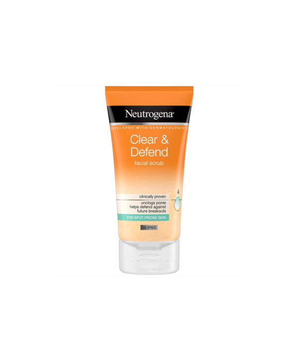Neutrogena-Clear-&-Defend-Facial-Scrub-150ml-01 ژل اسکراب روزانه ضد جوش نوتروژینا حجم 150 میلی لیتر - Image 1