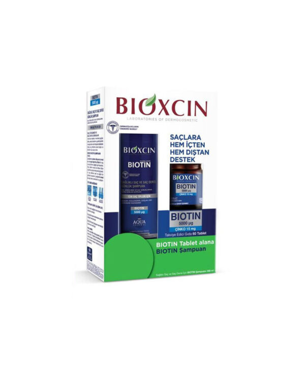 پک شامپو و قرص تقویت کننده مو بیوتین بیوکسین | 300 میلی لیتر + 60 عدد